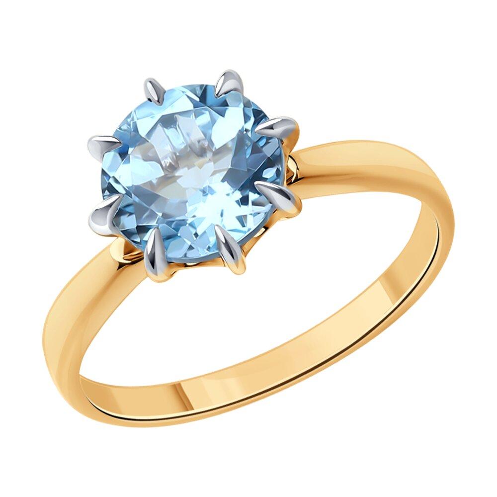 Кольцо декоративное, красное золото 585 проба, вставка топаз (Россия)