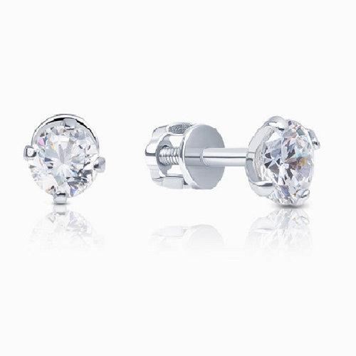 Серьги пусеты,  серебро 925 проба, вставка фианит (Россия)