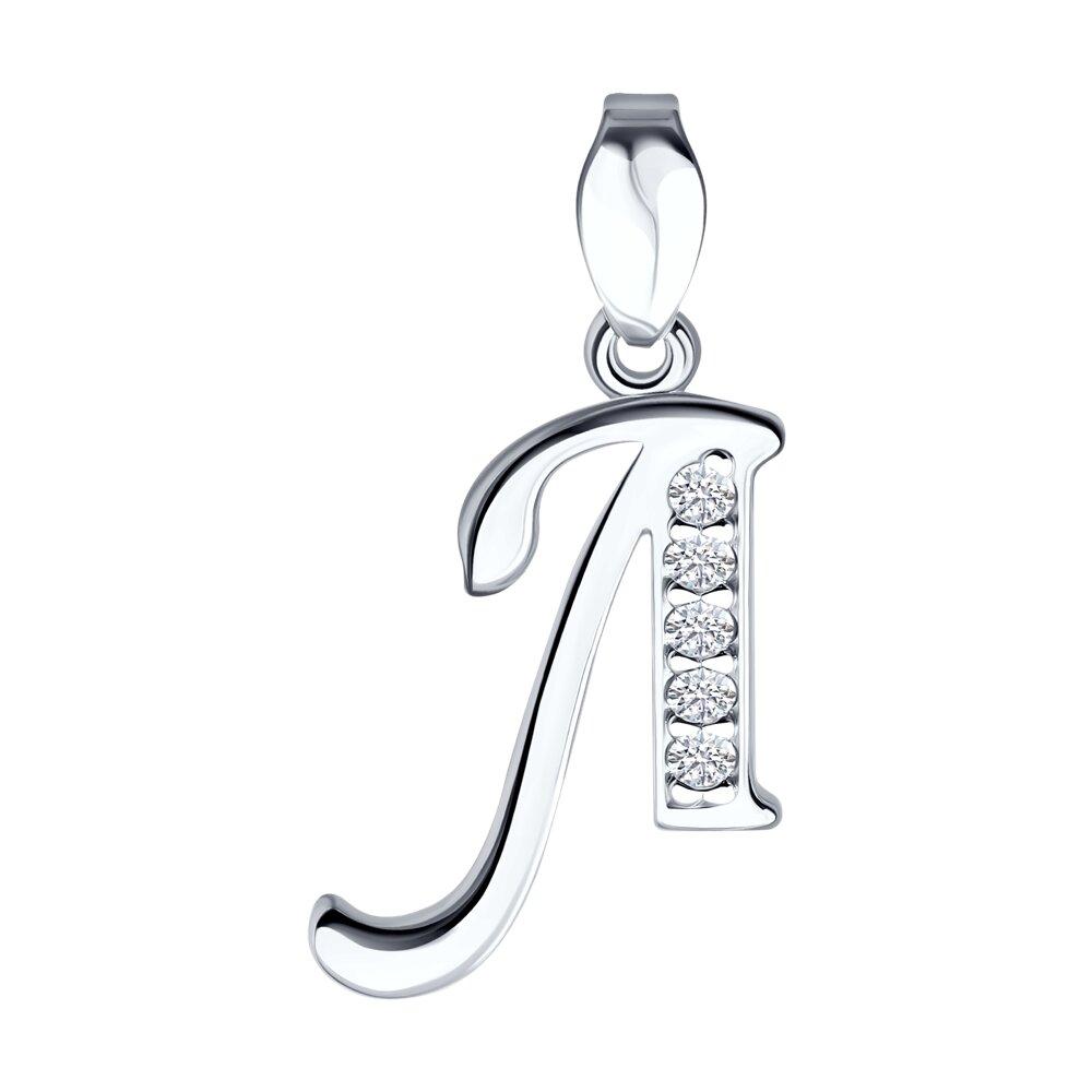 Подвеска буква SOKOLOV,  серебро 925 проба, вставка фианит