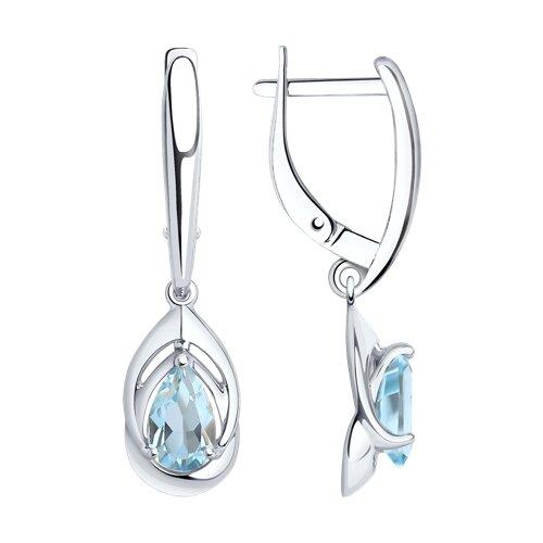 Серьги длинные Diamant,  серебро 925 проба, вставка топаз (Diamant, Россия)