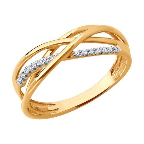 Кольцо декоративное Sokolov и Diamant, красное золото 585 проба, вставка фианит