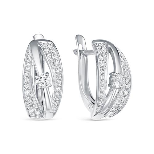 Серьги с английским замком Zlato,  серебро 925 проба, вставка фианит (Zlato, Россия)