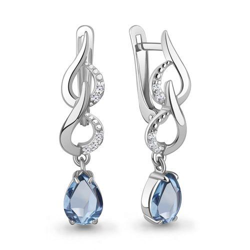 Серьги длинные Aquamarine,  серебро 925 проба, вставка фианит