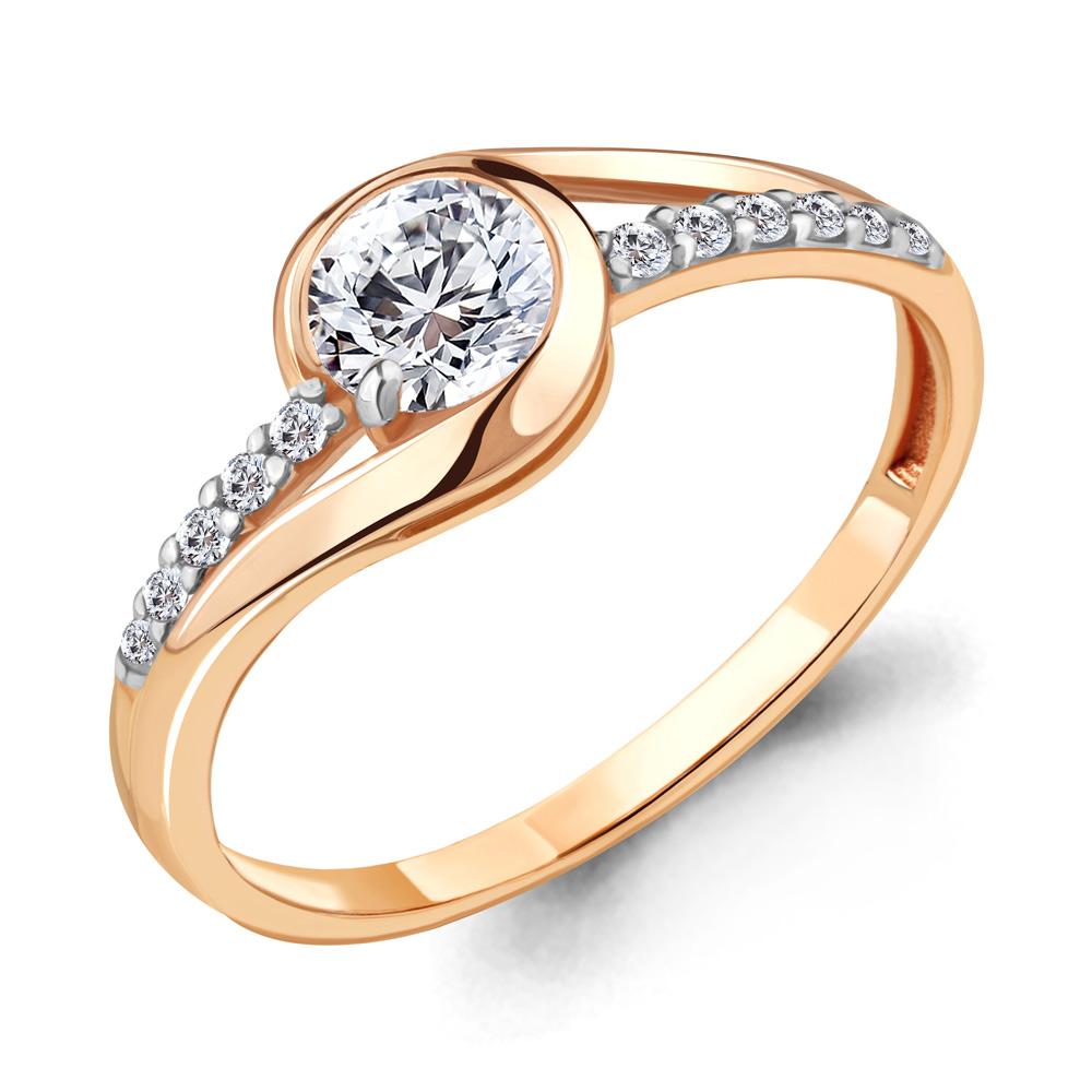 Кольцо декоративное Aquamarine, красное золото 585 проба, вставка фианит (Aquamarine, Россия)