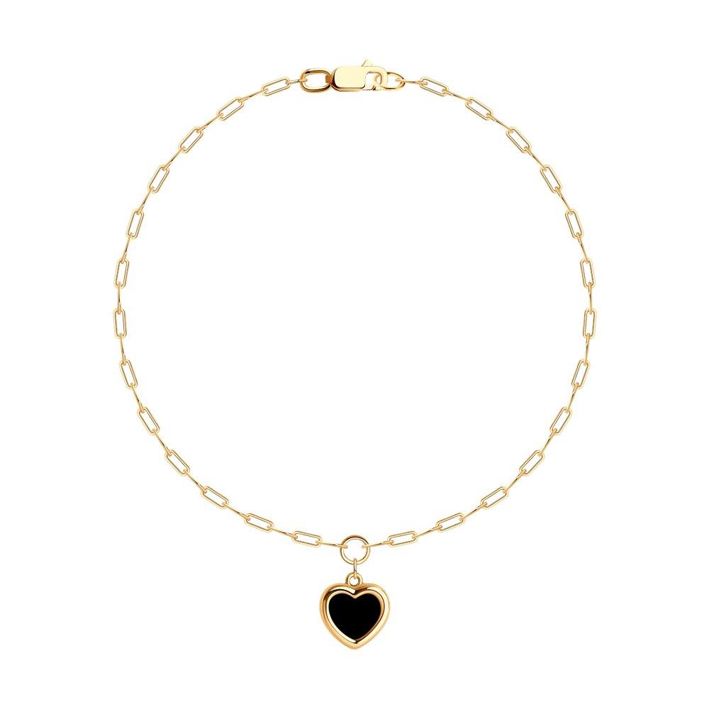 Браслет декоративный, красное золото 585 проба, вставка агат (Россия)