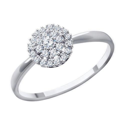 Кольцо помолвочное Diamant, белое золото 585 проба, вставка фианит