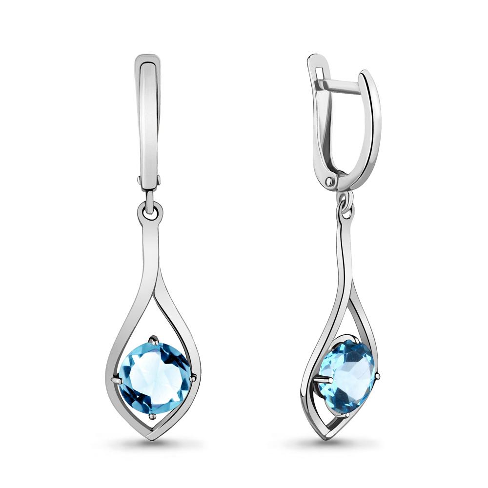 Серьги длинные Aquamarine,  серебро 925 проба, вставка топаз (Aquamarine, Россия)