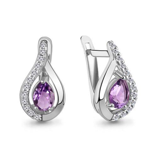 Серьги с английским замком Aquamarine,  серебро 925 проба, вставка фианит (Aquamarine, Россия)