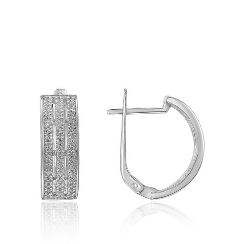 Серьги с английским замком,  серебро 925 проба, вставка фианит (Россия)