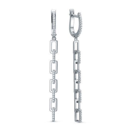 Серьги длинные Brilliant Style, белое золото 585 проба, вставка бриллиант