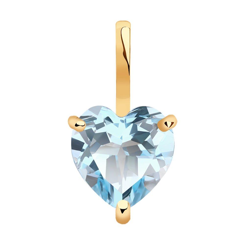 Подвеска декоративная SOKOLOV, красное золото 585 проба, вставка топаз