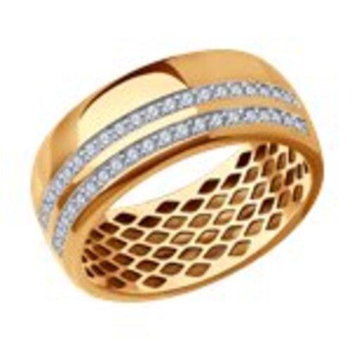 Кольцо декоративное SOKOLOV, красное золото 585 проба, вставка фианит (SOKOLOV, Россия)