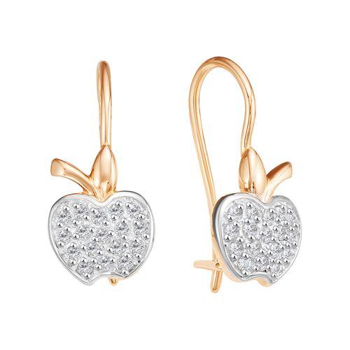 Серьги детские BIRYUZA,  серебро 925 проба, вставка цирконий (BIRYUZA, Россия)
