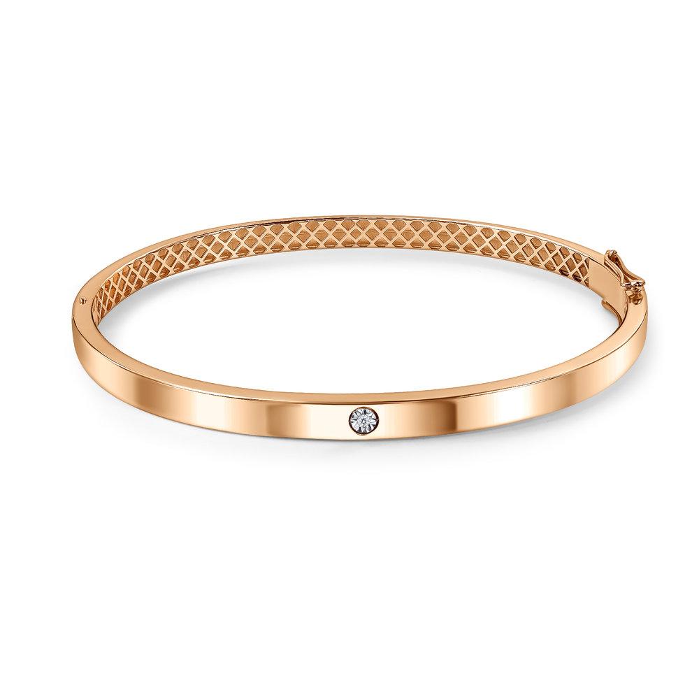 Браслет жесткий Grigoriev, красное золото 585 проба, вставка бриллиант