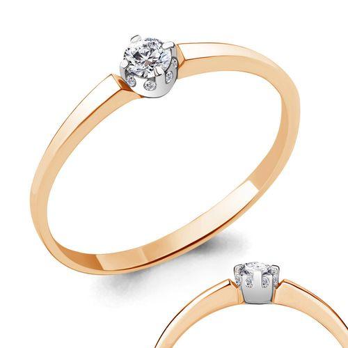 Кольцо помолвочное Aquamarine, красное золото 585 проба, вставка бриллиант (Aquamarine, Россия)