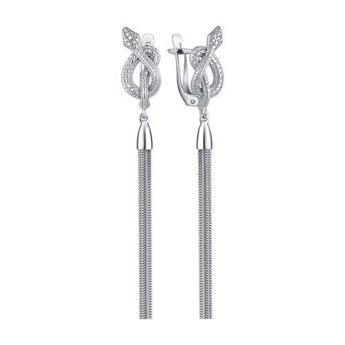 Серьги длинные,  серебро 925 проба