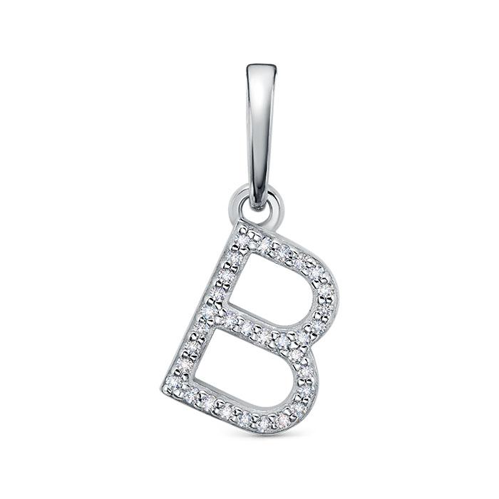 Подвеска буква,  серебро 925 проба, вставка фианит (Россия)