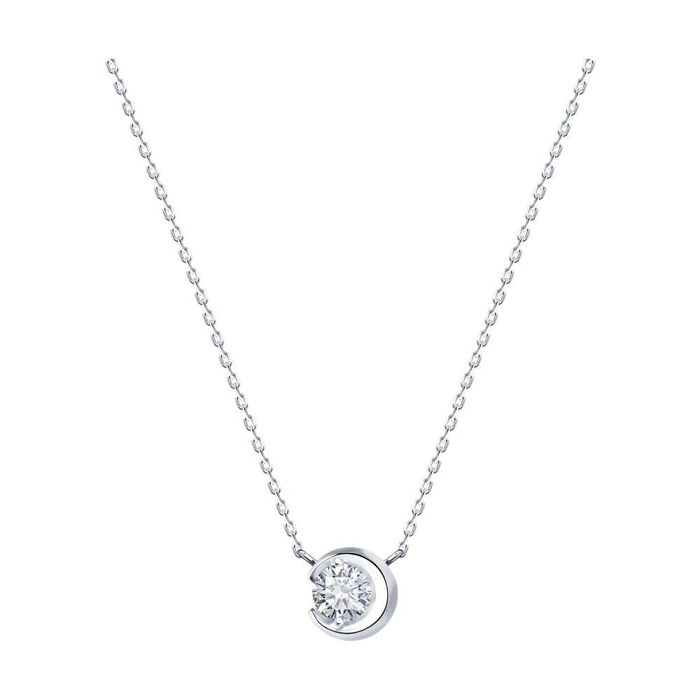 Колье Diamant, белое золото 585 проба, вставка фианит