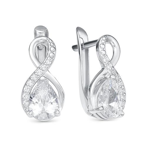 Серьги с английским замком Zlato,  серебро 925 проба, вставка фианит (Zlato, Россия)
