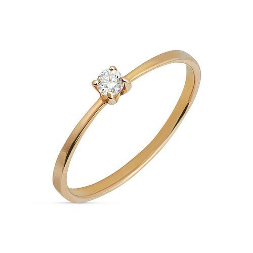 Кольцо помолвочное Кристалл, красное золото 585 проба, вставка бриллиант