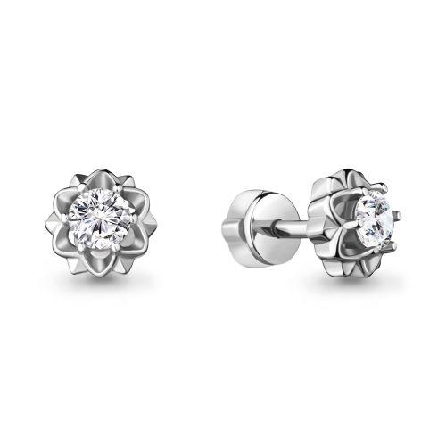 Серьги пусеты Aquamarine,  серебро 925 проба, вставка фианит (Aquamarine, Россия)