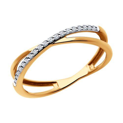 Кольцо декоративное Sokolov и Diamant, красное золото 585 проба, вставка фианит