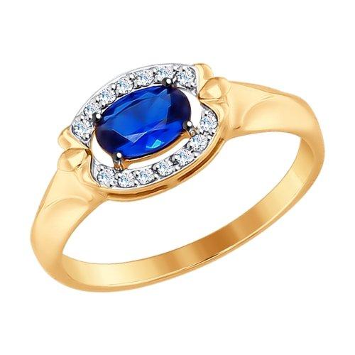 Кольцо декоративное SOKOLOV, красное золото 585 проба, вставка фианит (SOKOLOV, Россия)