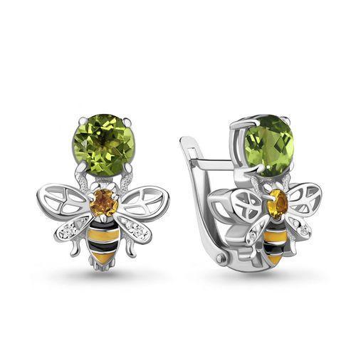 Серьги с английским замком Aquamarine,  серебро 925 проба, вставка фианит (Aquamarine, Россия)