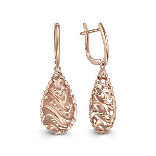 Серьги длинные 7 Карат, красное золото 585 проба (7 Карат, Беларусь)
