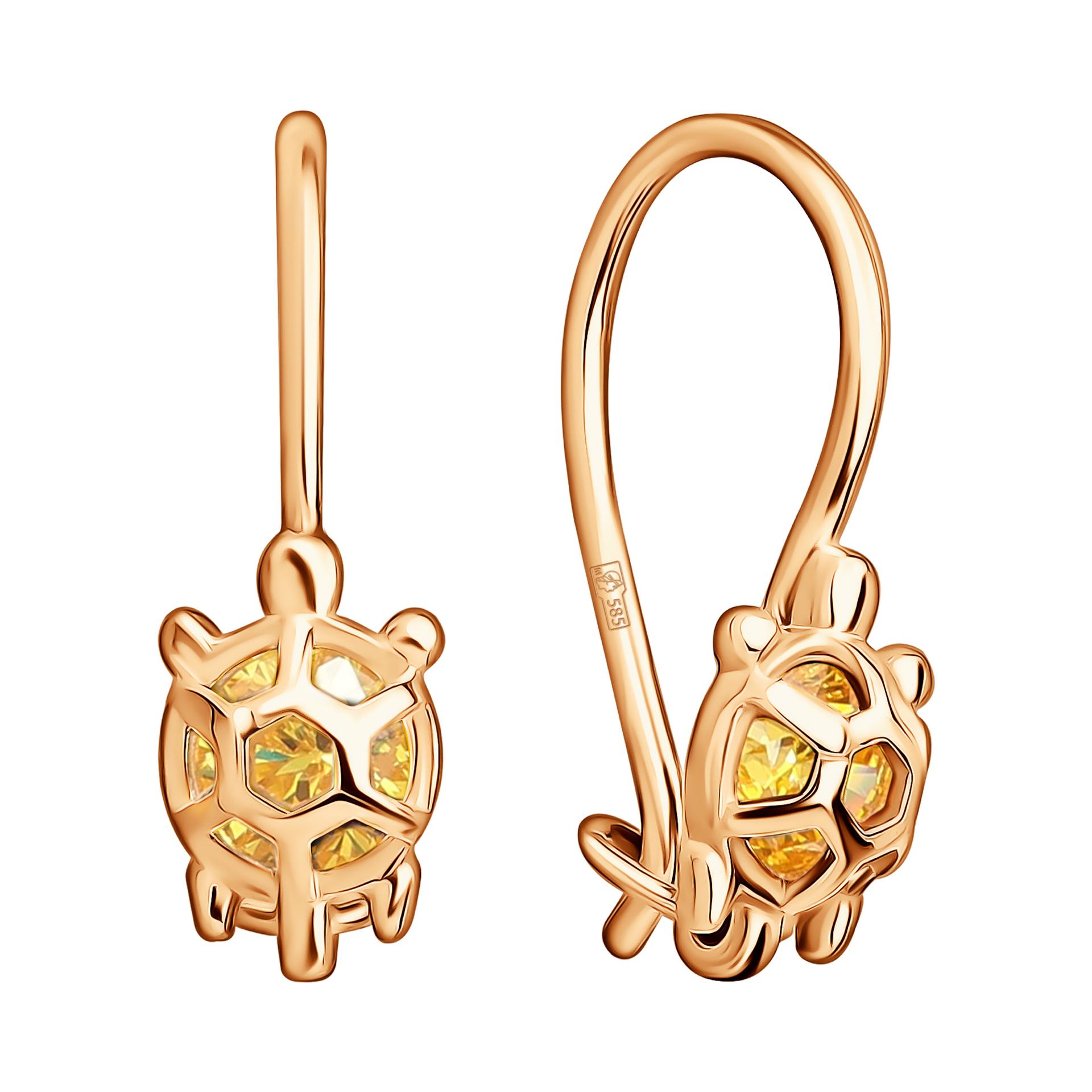 Серьги детские TALANT, красное золото 585 проба, вставка шпинель (TALANT, Россия)