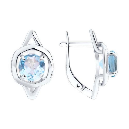 Серьги с английским замком Diamant,  серебро 925 проба, вставка топаз (Diamant, Россия)
