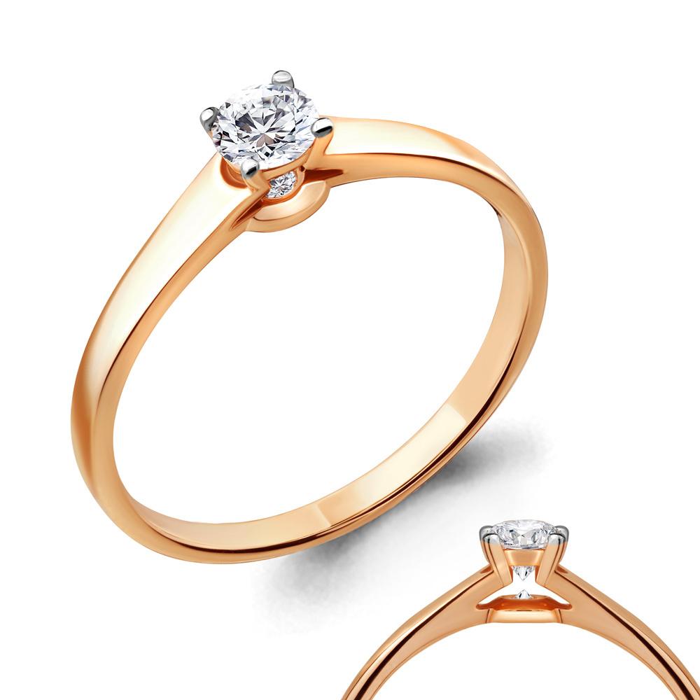Кольцо помолвочное Aquamarine, красное золото 585 проба, вставка бриллиант (Aquamarine, Россия)