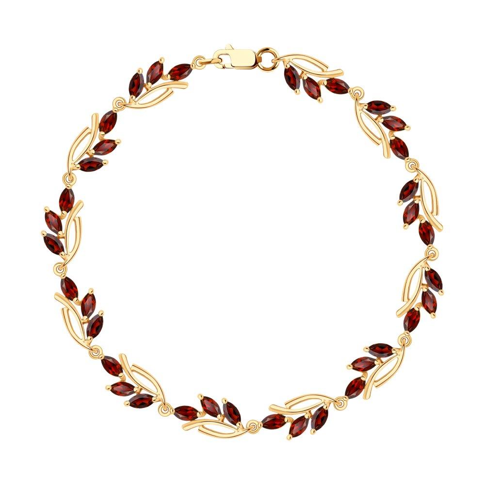 Браслет декоративный, красное золото 585 проба, вставка гранат (Россия)