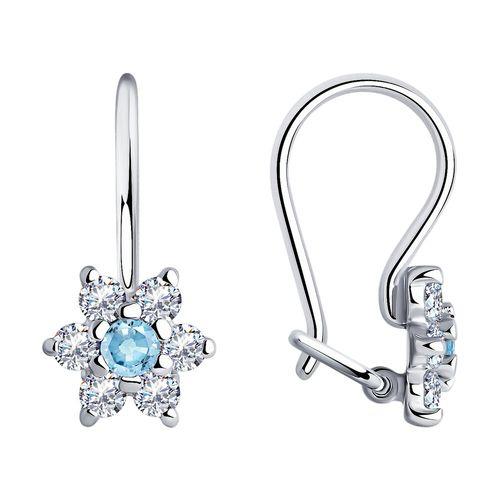 Серьги детские Sokolov и Diamant,  серебро 925 проба, вставка фианит (Sokolov и Diamant, Россия)