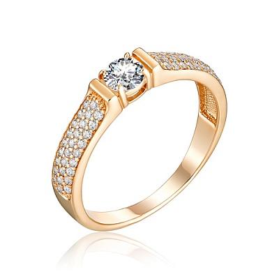 Кольцо помолвочное TALANT, красное золото 585 проба, вставка фианит (TALANT, Россия)