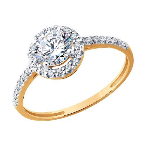 Кольцо помолвочное Sokolov и Diamant, красное золото 585 проба, вставка фианит