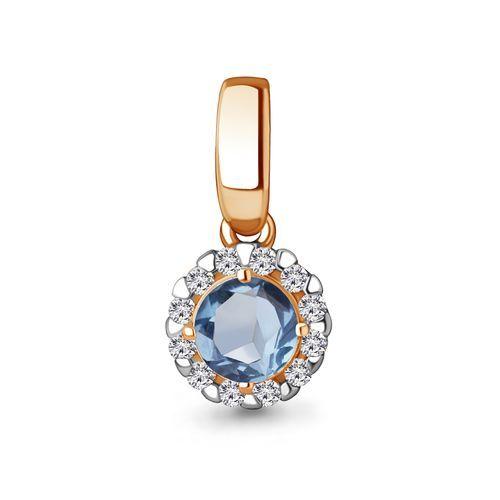 Подвеска декоративная Aquamarine, красное золото 585 проба, вставка фианит