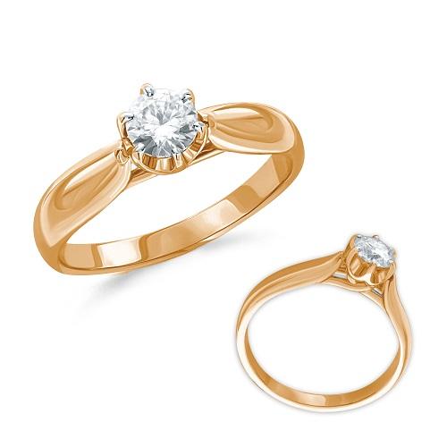 Кольцо помолвочное 7 Карат, красное золото 585 проба, вставка бриллиант (7 Карат, Беларусь)