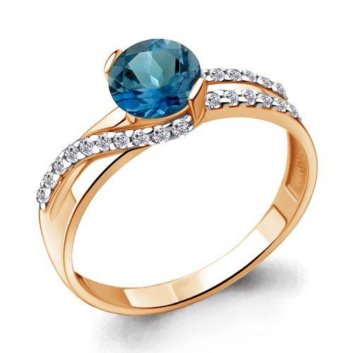 Кольцо декоративное Aquamarine, красное золото 585 проба, вставка фианит (Aquamarine, Россия)