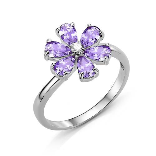 Кольцо декоративное LUCKY DIAMOND, белое золото 585 проба, вставка бриллиант (LUCKY DIAMOND, Россия)