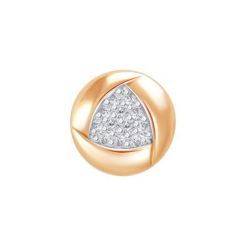 Подвеска шарм ZOLOTYE UZORY, красное золото 585 проба, вставка цирконий