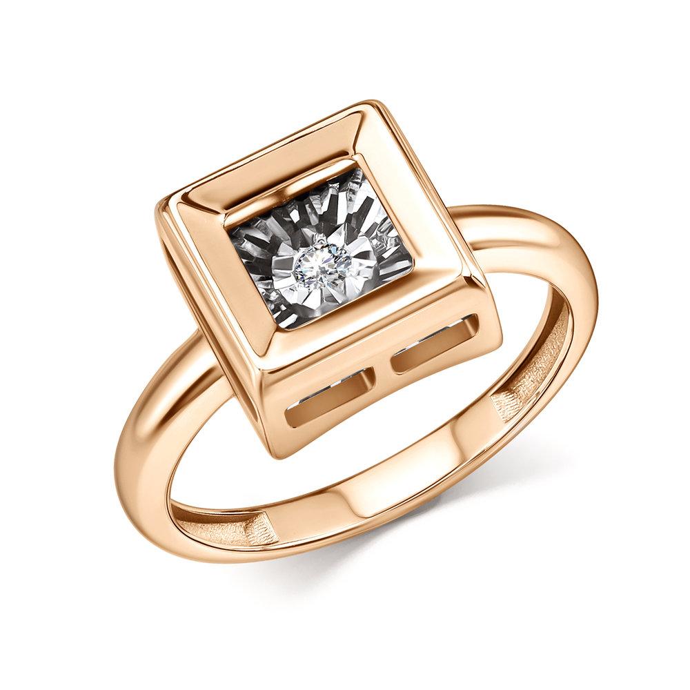 Кольцо декоративное Grigoriev, красное золото 585 проба, вставка бриллиант