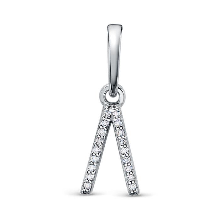 Подвеска буква,  серебро 925 проба, вставка фианит (Россия)