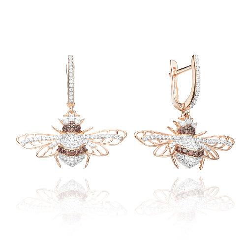 Серьги длинные DEWI,  серебро 925 проба, вставка фианит (DEWI, Россия)