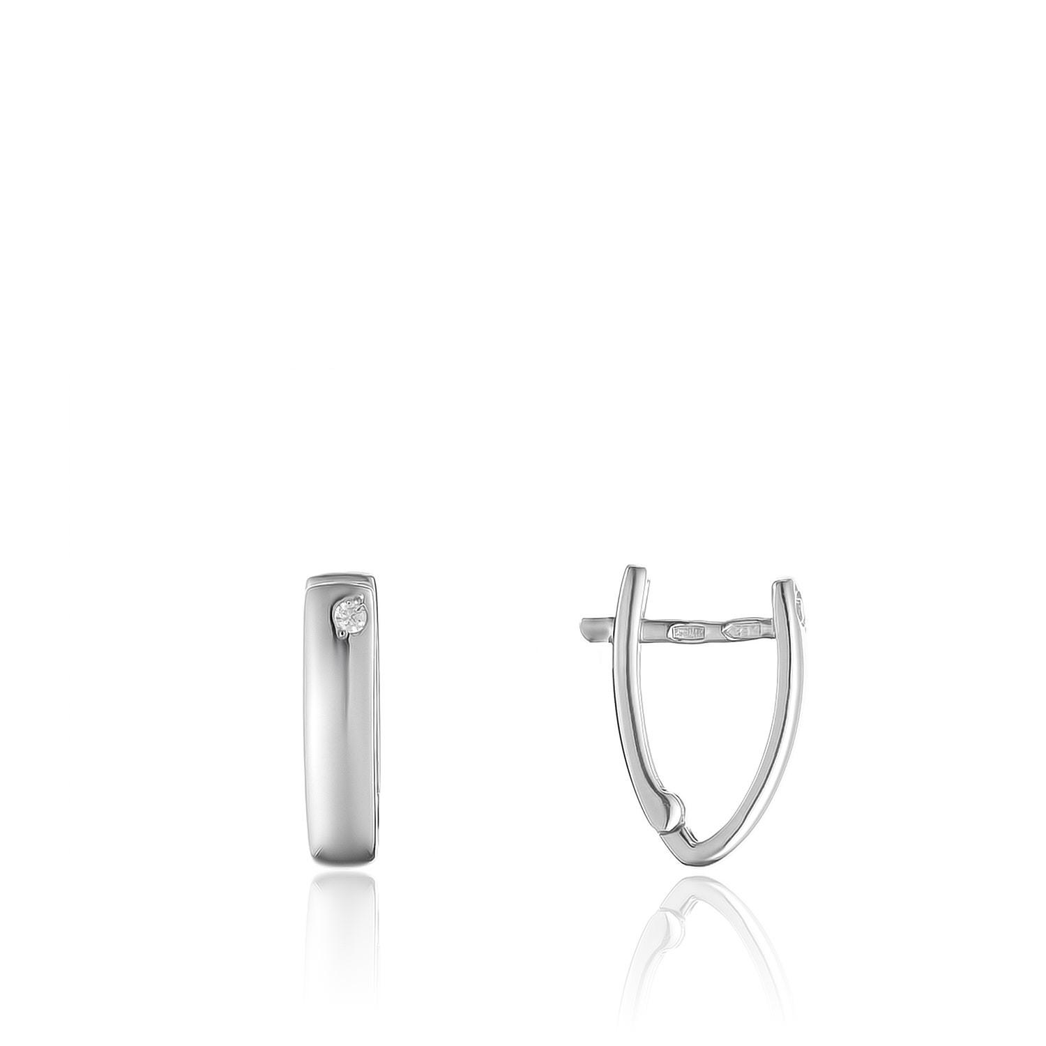 Серьги с английским замком,  серебро 925 проба, вставка фианит (Украина)