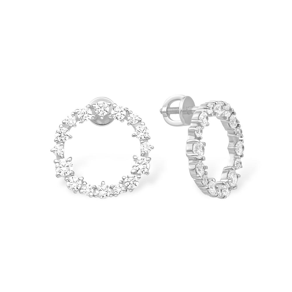 Серьги пусеты 7 Карат, белое серебро 925 проба, вставка фианит (7 Карат, Беларусь)