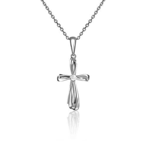 Подвеска крестик Platina Jewelry, красное золото 585 проба, вставка фианит (Platina Jewelry, Россия)