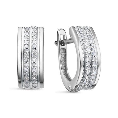 Серьги с английским замком ИМПЕРИАЛ, белое золото 585 проба, вставка бриллиант (ИМПЕРИАЛ, Россия)