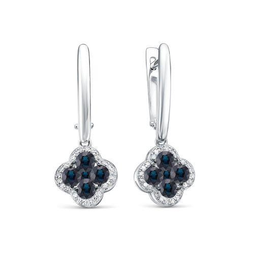 Серьги длинные RoseGrace, белое золото 585 проба, вставка сапфир