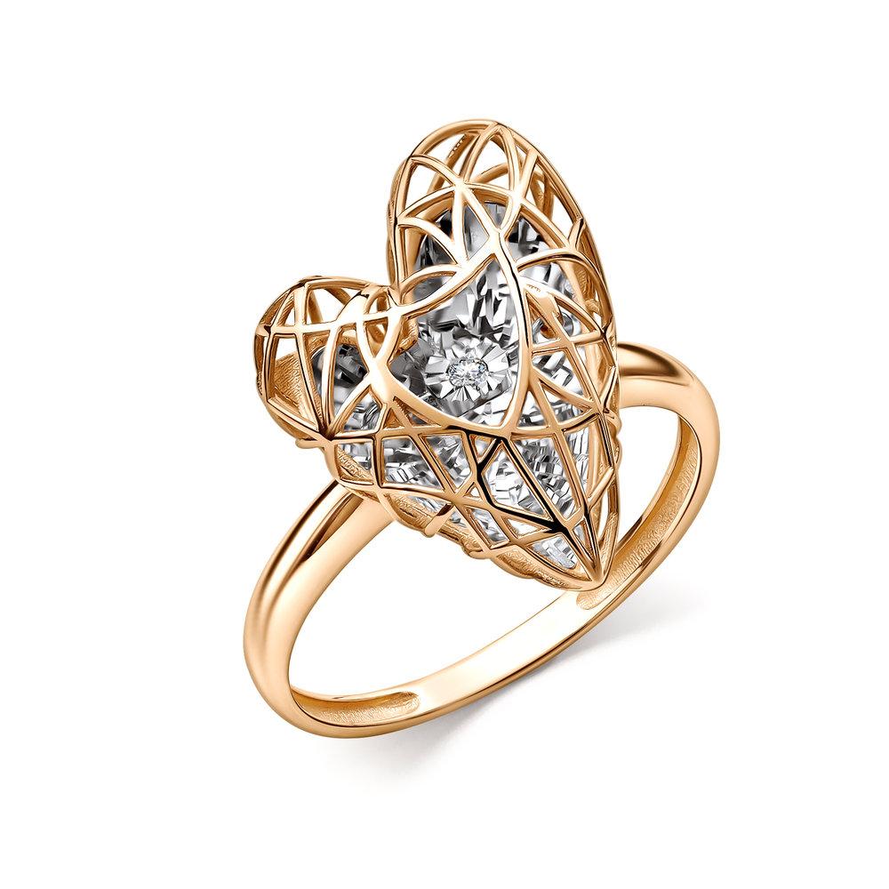 Кольцо декоративное Grigoriev, красное золото 585 проба, вставка бриллиант